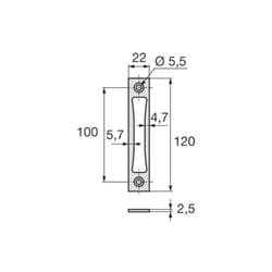 Gâche haut et bas inox largeur 22mm épaisseur 2,5mm - stremler - 2840.00.0L22
