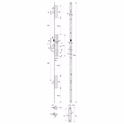 Serrure à larder 3 pts têtière plate de 22 mm axe 30 mm coffre de 45 mm 6370