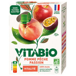 Vitabio Pomme Pêche Passion Bio 4 Gourdes de 100 g