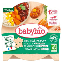 Babybio Chili Végétal Doux Carotte Grains de Maïs Haricots Rouges 12 Mois et + Bio 230 g