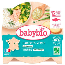 Babybio Cocotte de Haricots Verts Truite 12 Mois et + Bio 230 g