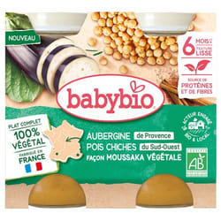 Babybio Aubergine Pois Chiches Façon Moussaka Végétale 6 Mois et + Bio 2 Pots de 200 g