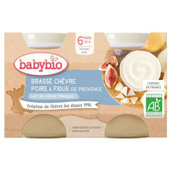 Babybio Brassé Chèvre Poire Figue 6 Mois et + Bio 2 Pots de 130 g