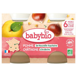 Babybio Pomme Châtaigne 6 Mois et + Bio 2 Pots de 130 g