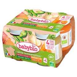 Babybio Mes 1ers Légumes Offre Diversification dès 4 Mois Bio 4 Pots de 130 g