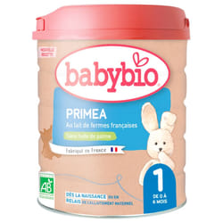 Babybio Primea 1 au Lait de Vache Français de 0 à 6 Mois Bio 800 g