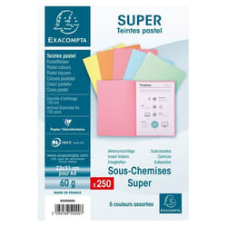 Sous-chemises EXACOMPTA - Modèle BENGALI 60 - 250 pièces assorties - Carte recyclée