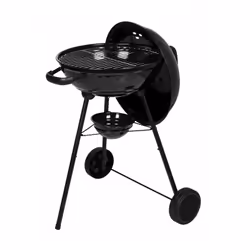 Barbecue a charbon de bois KANSAS sur chariot avec cuve en acier émaillé Ø 43 cm, couvercle de cuisson en acier émaillé, récu ...