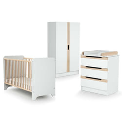 Chambre Complète CARROUSEL - AT4 - Blanc - Hêtre Verni - Sommier réglable 3 hauteurs - Couchage : 60 x 120 cm