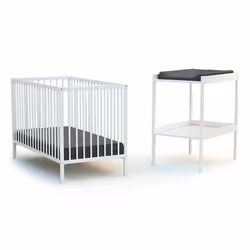 WEBABY Chambre bébé lit et table à langer en bois Blanc - Taille unique