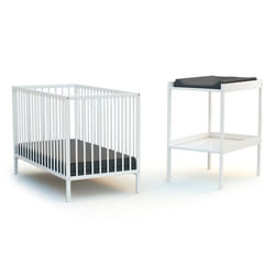 WEBABY Chambre bébé lit et table à langer en bois  Blanc - Taille unique