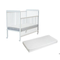 AT4 - Lit bébé coulissant en bois avec matelas ESSENTIEL 60 x 120 cm  Blanc -