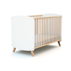 AT4 - Lit bébé en bois 60 x 120 cm SCANDINAVE Blanc et Hêtre  Blanc - 60x120