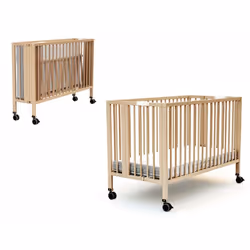 AT4 -  Lit bébé pliant ESSENTIEL en bois  Hêtre Verni - Taille unique