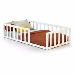 Lit au sol sécurisé pour enfant Avec ses petites barrières tout autour, ce beau lit enfant au sol est parfait pour que votre ...