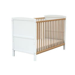 AT4 -  Lit bébé évolutif ESSENTIEL en bois  Blanc et Hêtre Verni - Taille unique