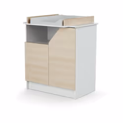 Commode 2 portes 1 niche avec plan à langer AT4 Carnaval Blanc et bois Marque : AT4 Gamme : Carnaval Couleurs : Blanc et bois ...