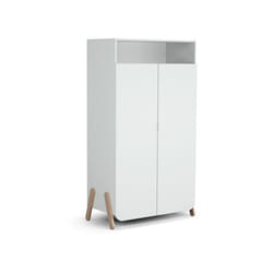 AT4 - Armoire enfant 2 portes en bois PIRATE Blanc et Hêtre 100 x 50 x 176 cm  Blanc et Hêtre - Taille unique