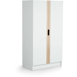 Les Tendances - AT4 - Armoire enfant 2 portes en bois Blanc et Hêtre Verni 96 x 51 x 176 cm