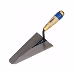 Manche bois. Lame laminée acier, souplesse progressive. Patte forgée. Virole et culot laitonnés.