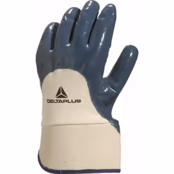 Découvrez le Gant Delta Plus Nitrile Dos Aéré Manchette Toile 6 cm - NI1700, un accessoire indispensable pour les professionn ...