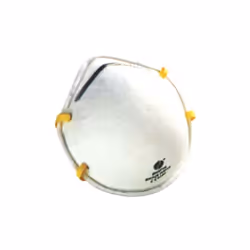 Pièce faciale filtrante FFP1 en fibre synthétique non tissée hypoallergénique. Format coque, barette nasale de réglage, renfo ...