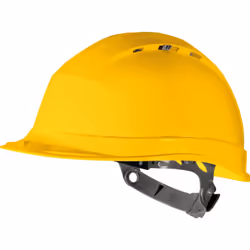 Le CASQUE DE CHANTIER SERRAGE GLISSIÈRE DELTA PLUS - D020QUAR10 - QUAR1JA est un équipement de protection individuelle incont ...