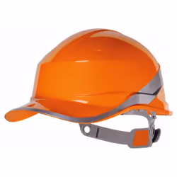 Le CASQUE DE CHANTIER ORANGE FORME CASQUETTE BASEBALL DELTA PLUS-DIAM5ORFL est conçu pour offrir une protection optimale aux ...