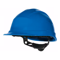 Découvrez le Casque de Chantier Bleu Serrage Crémaillère Delta Plus - D020QUARUP30, un équipement essentiel pour assurer votr ...