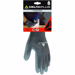 Description commerciale Gants pour travaux de précision tricot 100% polyester. Enduction polyuréthane sur paume et bout des d ...