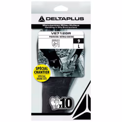 Lot de 10 paires de gants polyester / nitrile coating- taille 9 - Gris et Noir - Deltaplus Gants de manutention milieu huileu ...