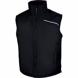 Gilet sans manches en polyester pongé enduit PVC avec zip central anti-froid. Empiècements Oxford enduit PVC. Doublé polaire  ...