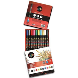 Marqueur - POSCA - Pinceau Brush - 10 couleurs assorties - Pointe souple 1-10mm
