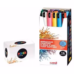 Uni-Ball uni POSCA PC-1MR, 16 pcs, 16 pièce(s), Noir, Bleu, Or, Vert, Orange, Rose, Rouge, Argent, Violet, Blanc, Jaune, Poin ...