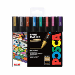 POSCA PC-5M Bleu, Marron, Corail, Or, Rose, Argent, Turquoise, Violet 8 pièce(s)