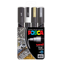 POSCA PC-5M Noir, Or, Argent, Blanc 4 pièce(s)