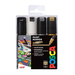 POSCA PC-8K Noir, Or, Argent, Blanc 4 pièce(s)