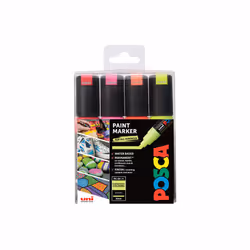 POSCA PC-8K, Orange, Rose, Rouge, Jaune, Multicolore, 4 couleurs, Encre à base d'eau, Pointe biseautée, Rond