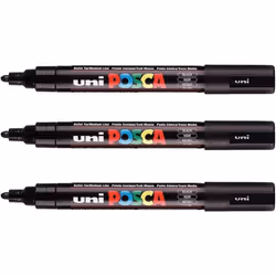 3 marqueurs Posca PC-5M noir  pointe moyenne conique