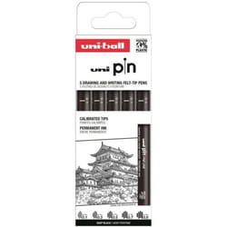 Feutres - Dessin - Ecriture - Noir - 5 tailles différentes - Uni Pin - Uni-Ball
