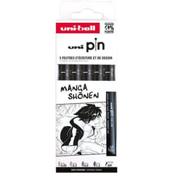 Pochette feutres techniques - Pointe calibrée de 005 à 12 mm - Noir - 5 pcs