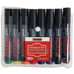 Pochette de 8 marqueurs permanents biseautés uni-ball PROCKEY assortis