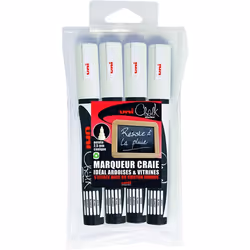 Marqueur craie - uni-ball - PWE5M/4 PF - Étui de 4 - Pointe ogive - Largeur de tracé 17-25 mm