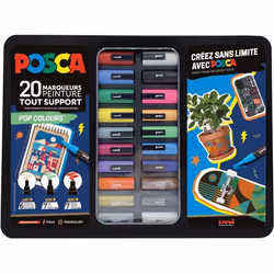 Mallette métal de 20 marqueurs POSCA Pop Colours