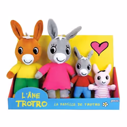 Coffret Peluche Trotro et Famille +/- 15 cm - JEMINI - Trotro, sa maman, son papa et sa petite soeur.