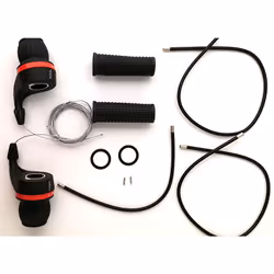 Durca Manettes 7 vitesses cable, Noir, Rouge, Acier inoxydable