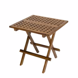 Table de Jardin Carrée en Teck Troxi 50cm - Paris Prix - Marron