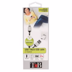 T'nB USB/Micro USB cable câble USB 2 m USB A Micro-USB B Noir, Blanc
