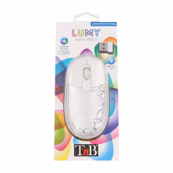 T'nB Souris Lumy Sans Fil, Ambidextre, Optique, RF sans fil, 1000 DPI, Blanc