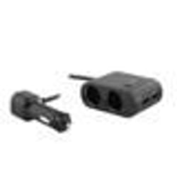 Chargeur allume-cigare 4 en 1 - T NB - Noir - 2 entrées allume-cigare - 2 ports USB - 60 cm